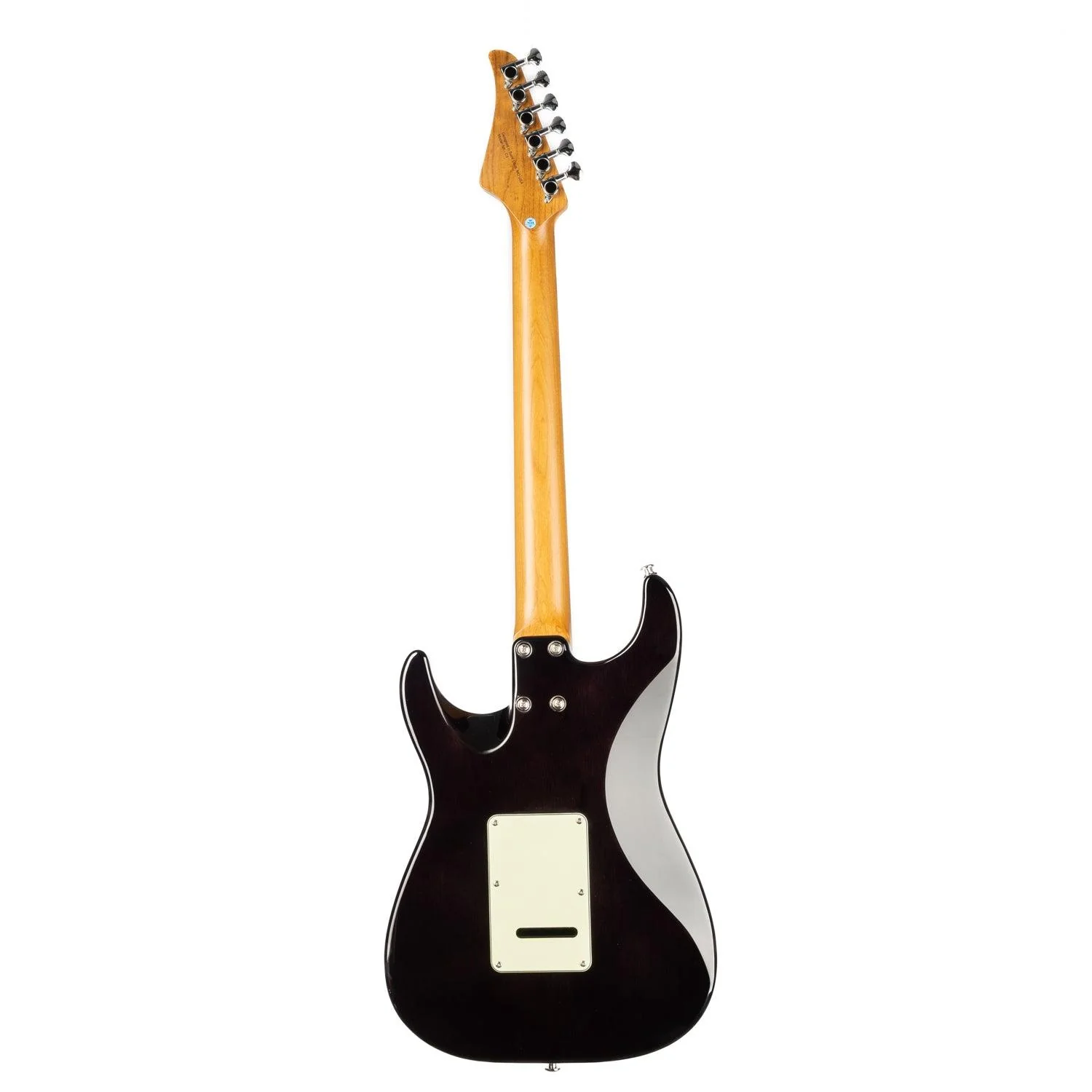 Eart Guitars, NK-C3N, Modern Roasted Bookmatch Mahogany+Flame Maple Body Electric Guitar, Black - Image 2