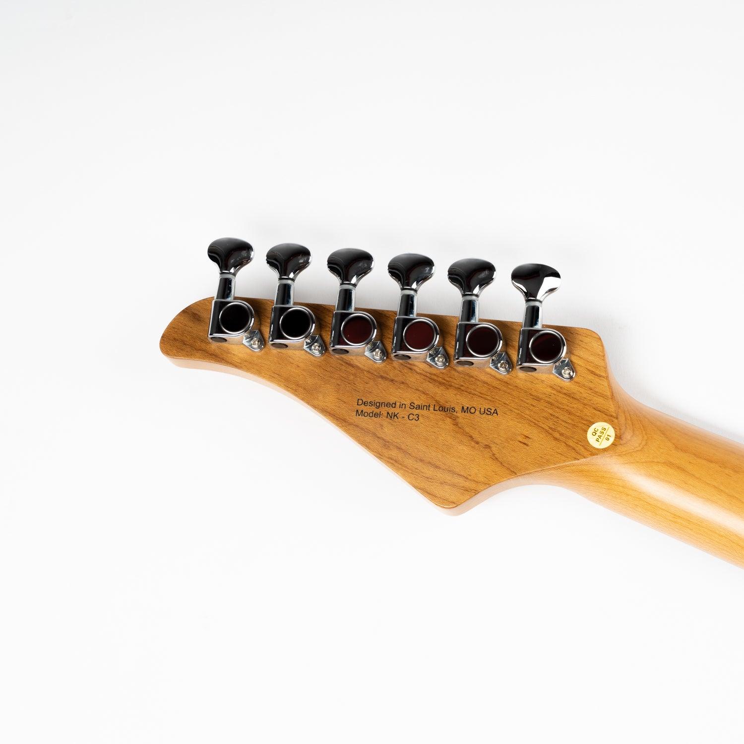 Eart Guitars, NK-C3N, Modern Roasted Bookmatch Mahogany+Flame Maple Body Electric Guitar, Black - Image 4