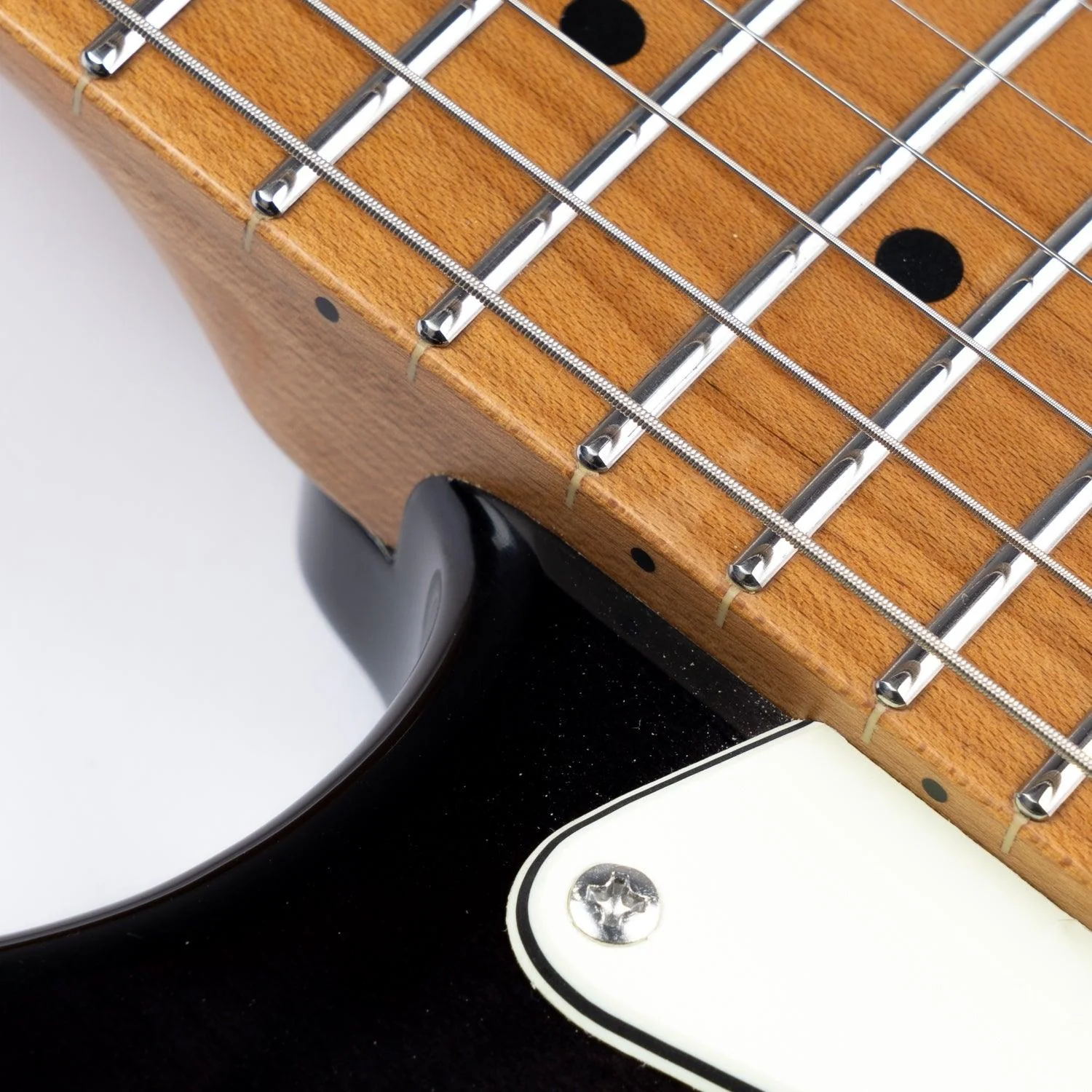 Eart Guitars, NK-C3N, Modern Roasted Bookmatch Mahogany+Flame Maple Body Electric Guitar, Black - Image 5
